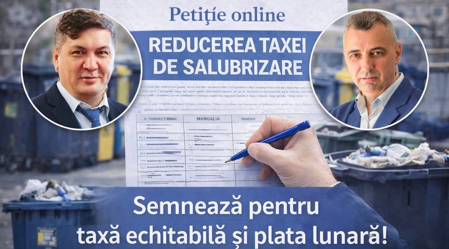 Petiție publică pentru recalcularea taxei de salubrizare la Mangalia